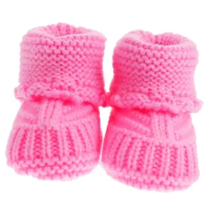 1 Pair Baby Shoes Newborn Infant Booties Hand Crochet Shoes Toddler Winter Footwear Newborn Booties Handmade Woolen Shoes Short Boots Baby Winter Yarn Cartoon Shoes Pink