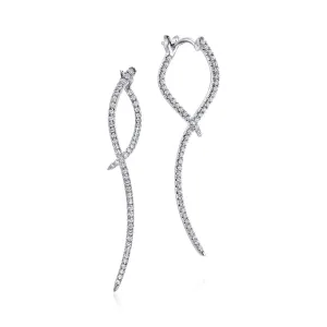 14K White Gold Sculptural Diamond Drop Earrings - EG12928W45JJ