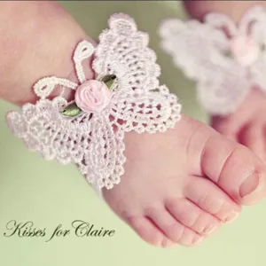 3Pcs/Set Toddler Girl Barefoot Sandals & Headband Flowers Baby Shoe Socks for Newborn Infant Red Sandals for Baby Girl Pink&Butterfly2