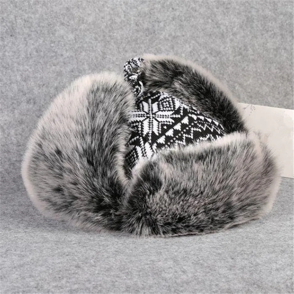 Ashore Shop Women or Mens Black and White Knitted fur Lined Style Warm Winter Hat