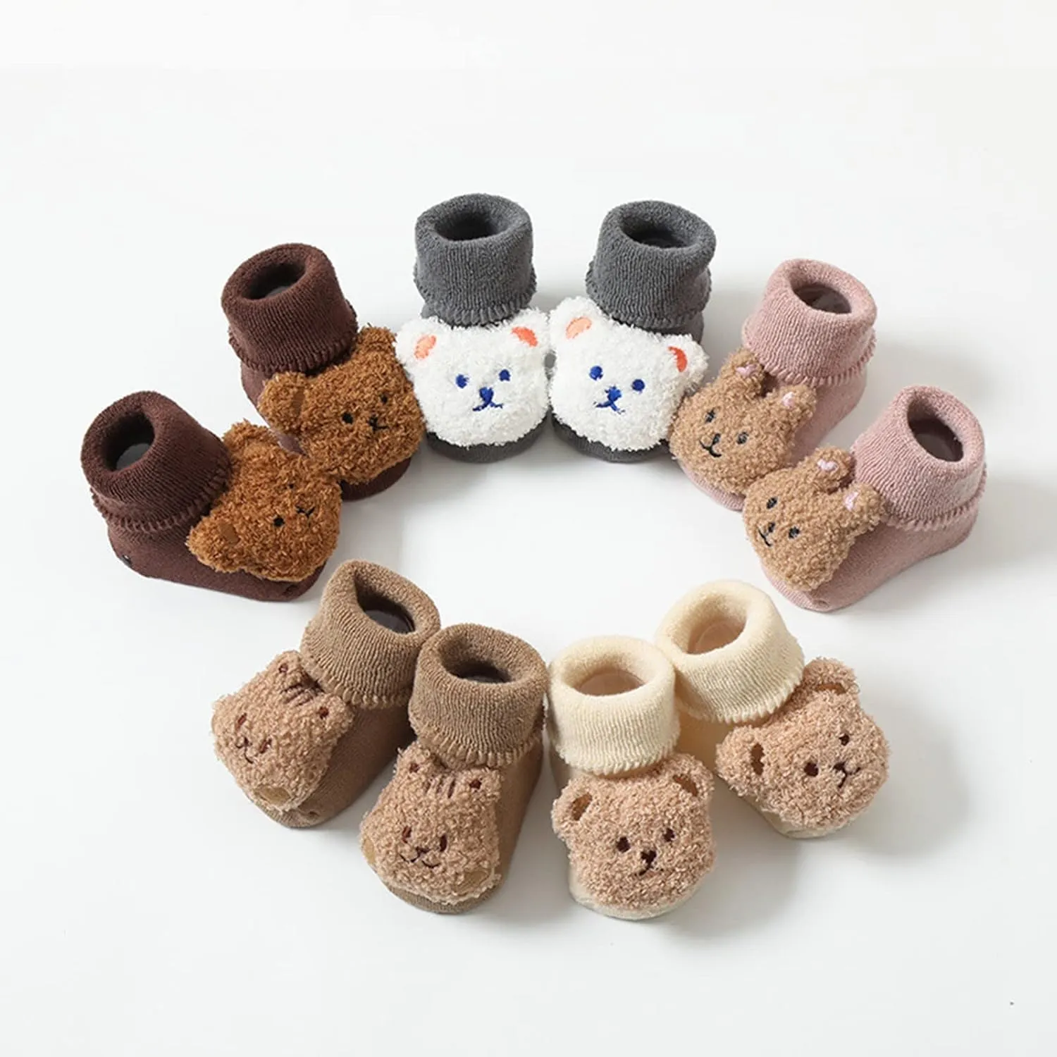 Baby Booties Newborn Infant Sock Shoes Hand Knitting Crochet Boy and Girl Cozy Shoes Cute Bear Winter Sock Shoes