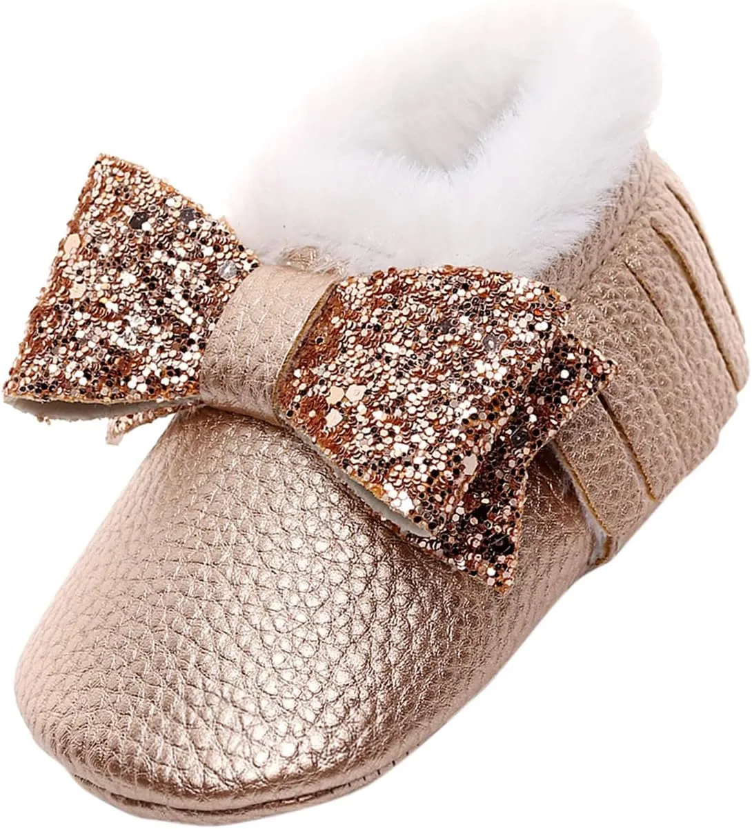 Baby Booties Winter Snow Boots Baby Shoes Cute Anti-Slip Soft Sole Warm Indoor Outoor Shoes First Walker Crib Shoes
