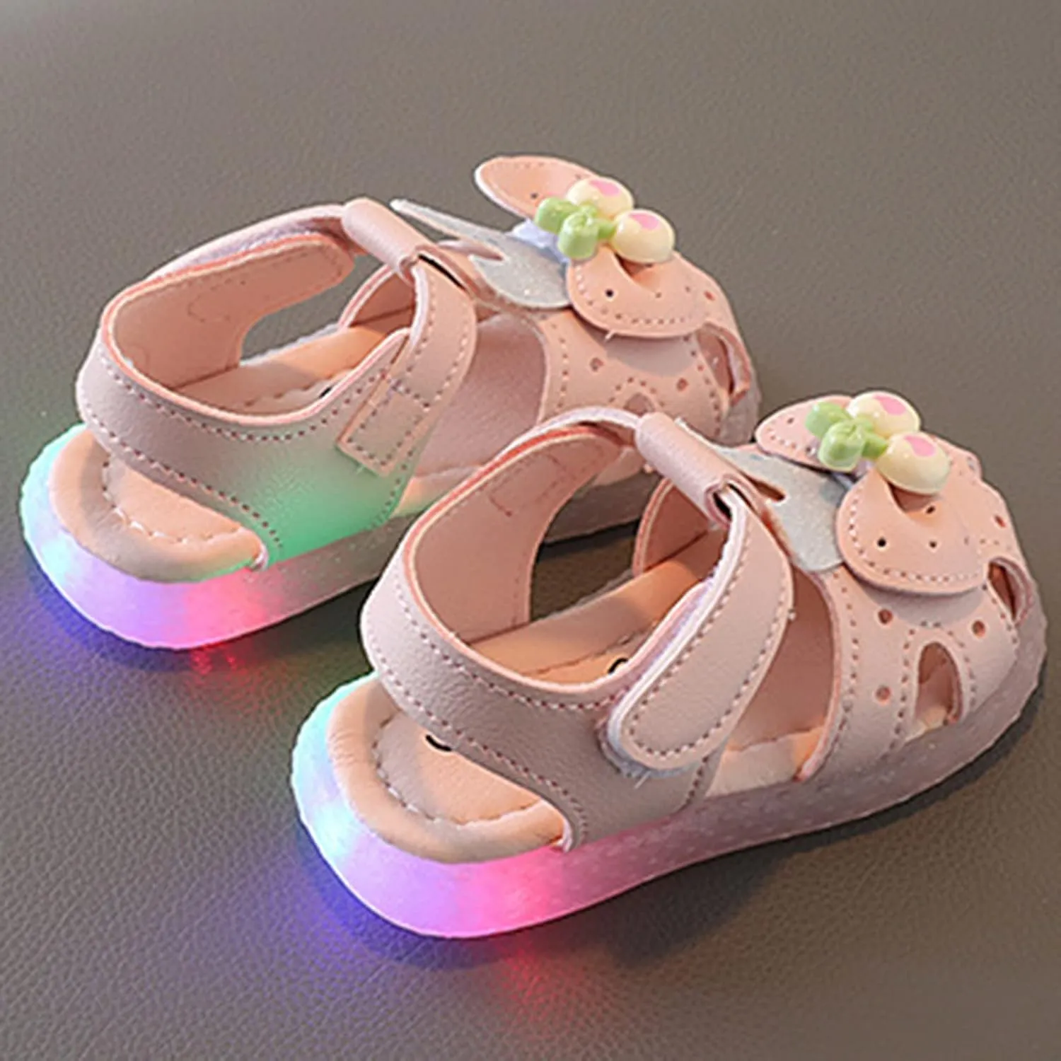 Baby Boy and Unisex Sandals Shoes for Infant/Toddlers LED Light Up First Walking Shoes Soft Sole Flat (Pink, 5 Infant)
