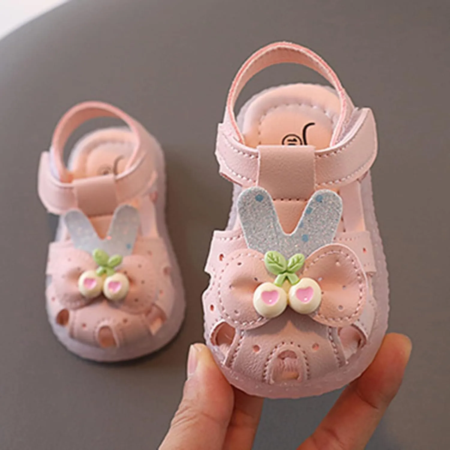 Baby Boy and Unisex Sandals Shoes for Infant/Toddlers LED Light Up First Walking Shoes Soft Sole Flat (Pink, 5 Infant)