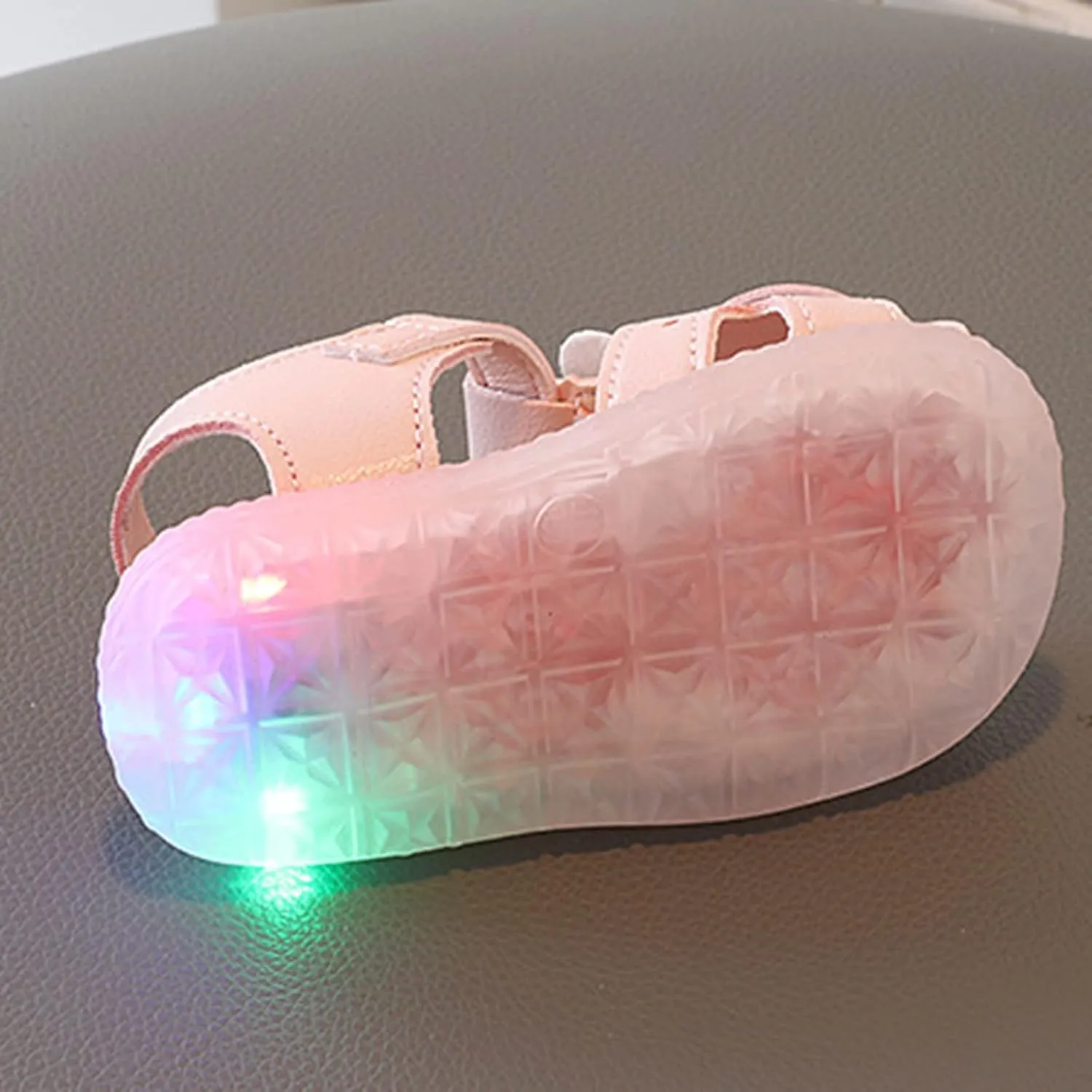 Baby Boy and Unisex Sandals Shoes for Infant/Toddlers LED Light Up First Walking Shoes Soft Sole Flat (Pink, 5 Infant)