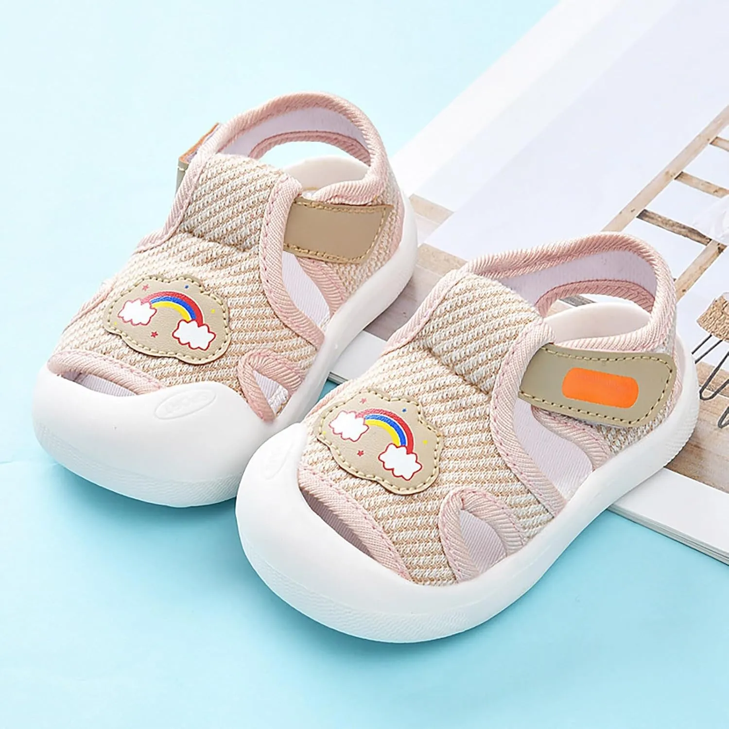 Baby Boy Girl Closed Toe Summer Sandals Infant Lightweight Non-Slip First Walking Sneakers Water Shoes For Girls