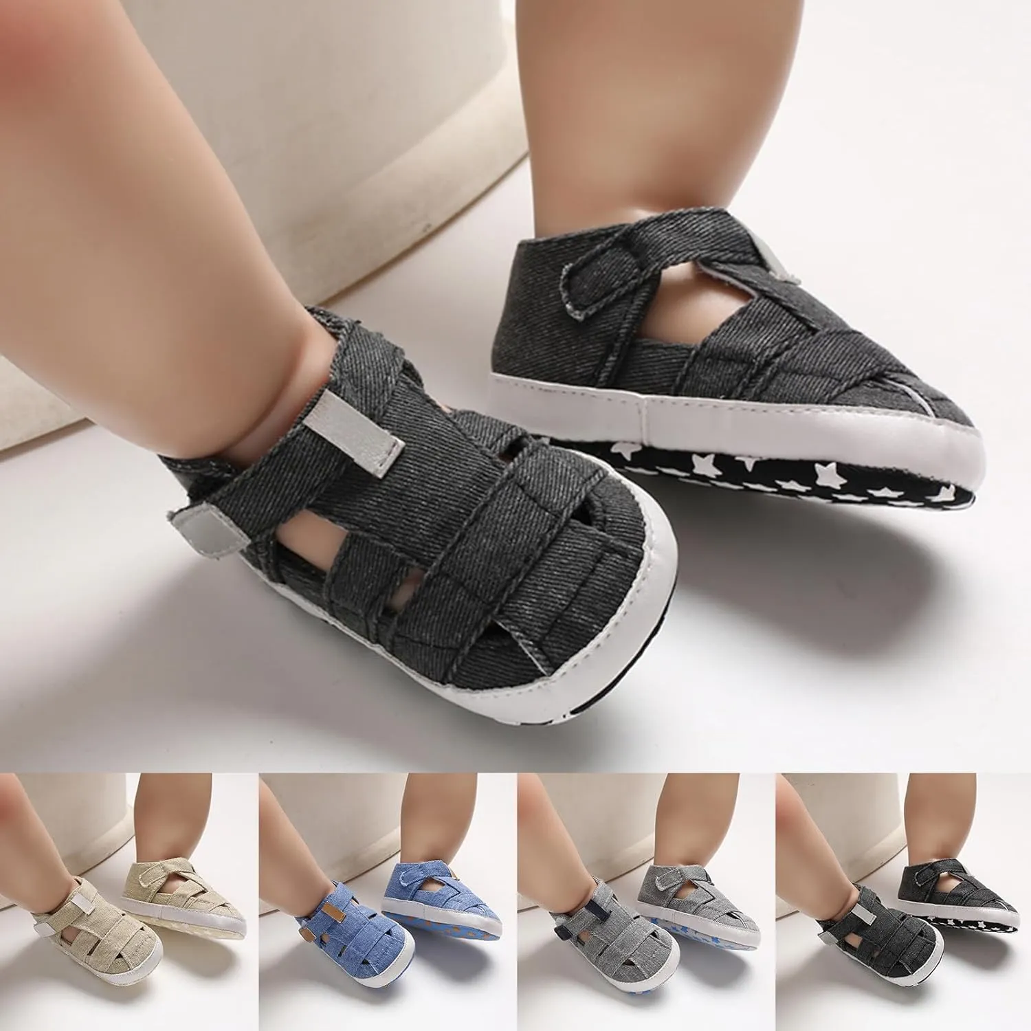 Baby Boy Girl Closed Toe Summer Sandals Lightweight Breathable Shoes Infant Non-Slip First Walking Girls Ballet Shoes