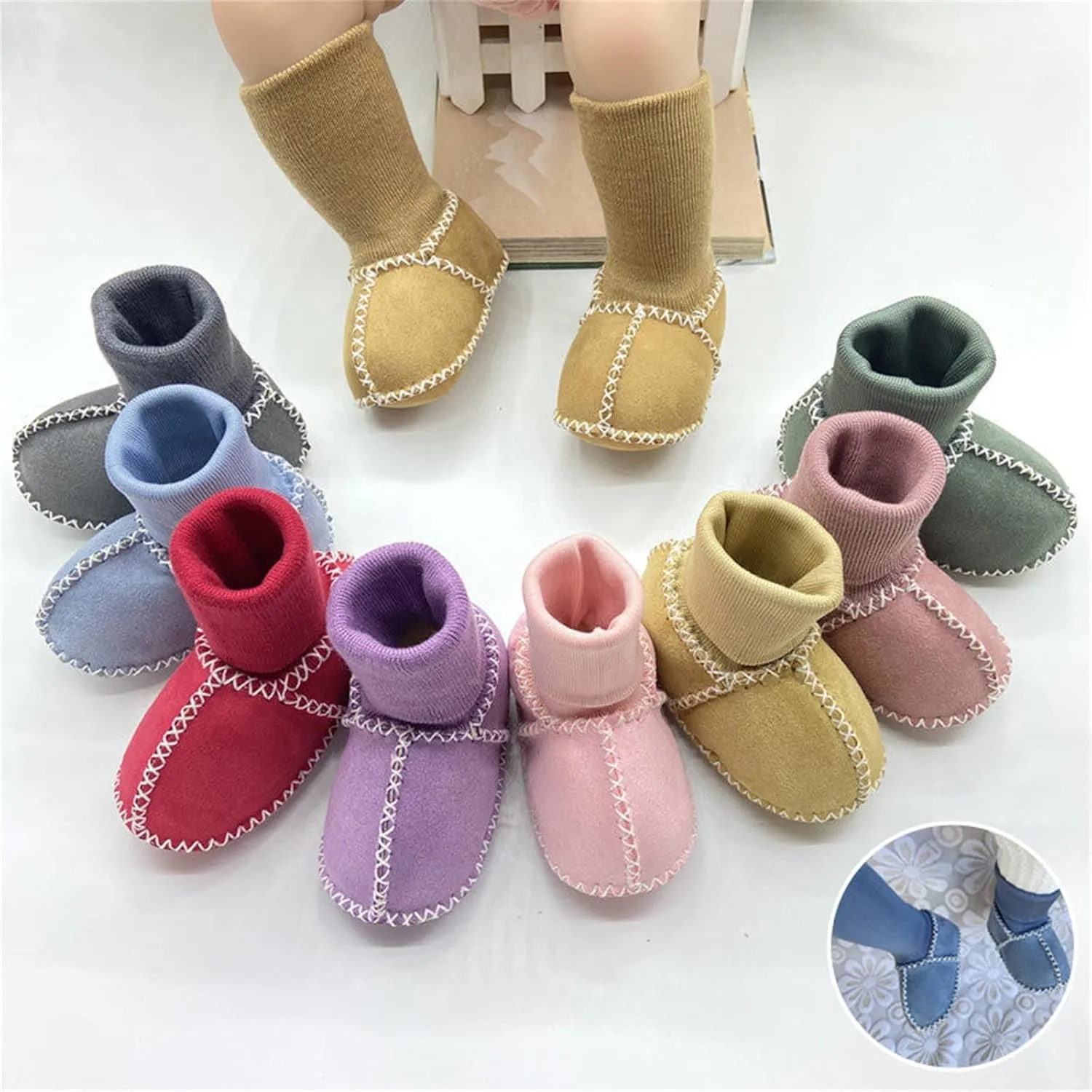 Baby Boy Girl Non-Skid Indoor Infant Walking Shoes Breathable Warm Elastic Sock Shoes Outdoor Sneakers Floor Shoes Boys