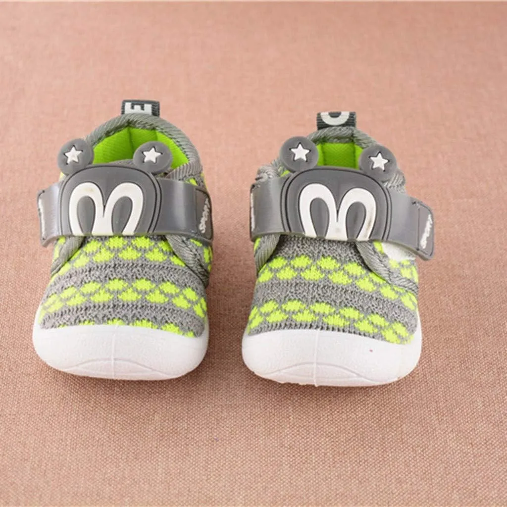 Baby Boy Shoes Toddler Single Ears Rabbit Squeaky Baby Shoes Sneaker Star Cartoon Children Indoor (Green, 3-6 Months)