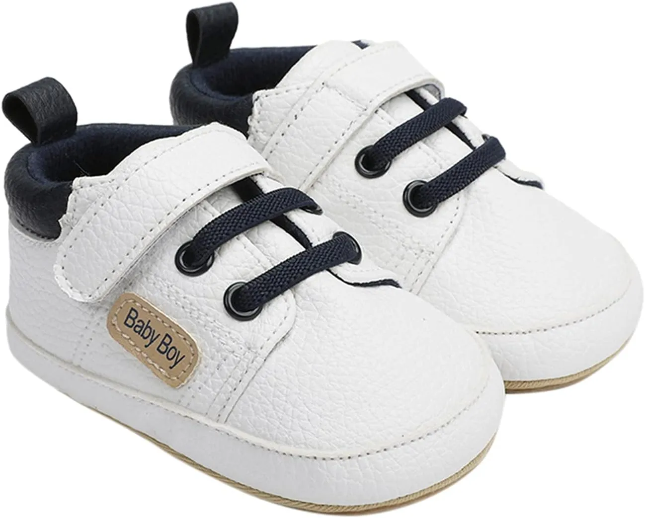 Baby Boys Ankle Sneaker Cotton Soft Sole Non Slip Sport Shoes Toddler Leather Hook Loop Light Breathable Shoes Fashion