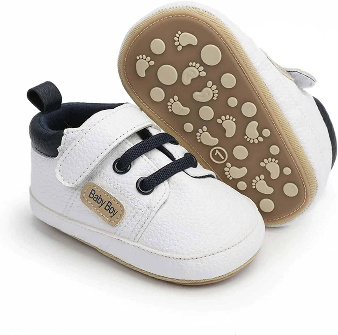 Baby Boys Ankle Sneaker Cotton Soft Sole Non Slip Sport Shoes Toddler Leather Hook Loop Light Breathable Shoes Fashion