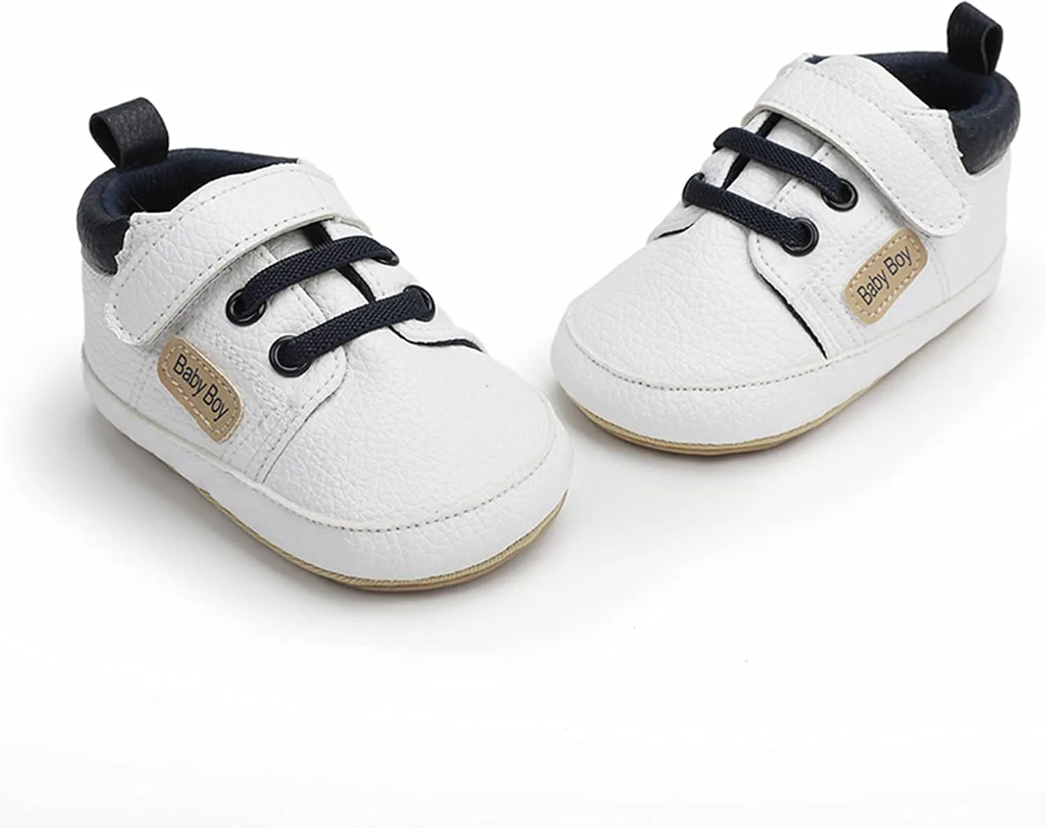 Baby Boys Ankle Sneaker Cotton Soft Sole Non Slip Sport Shoes Toddler Leather Hook Loop Light Breathable Shoes Fashion