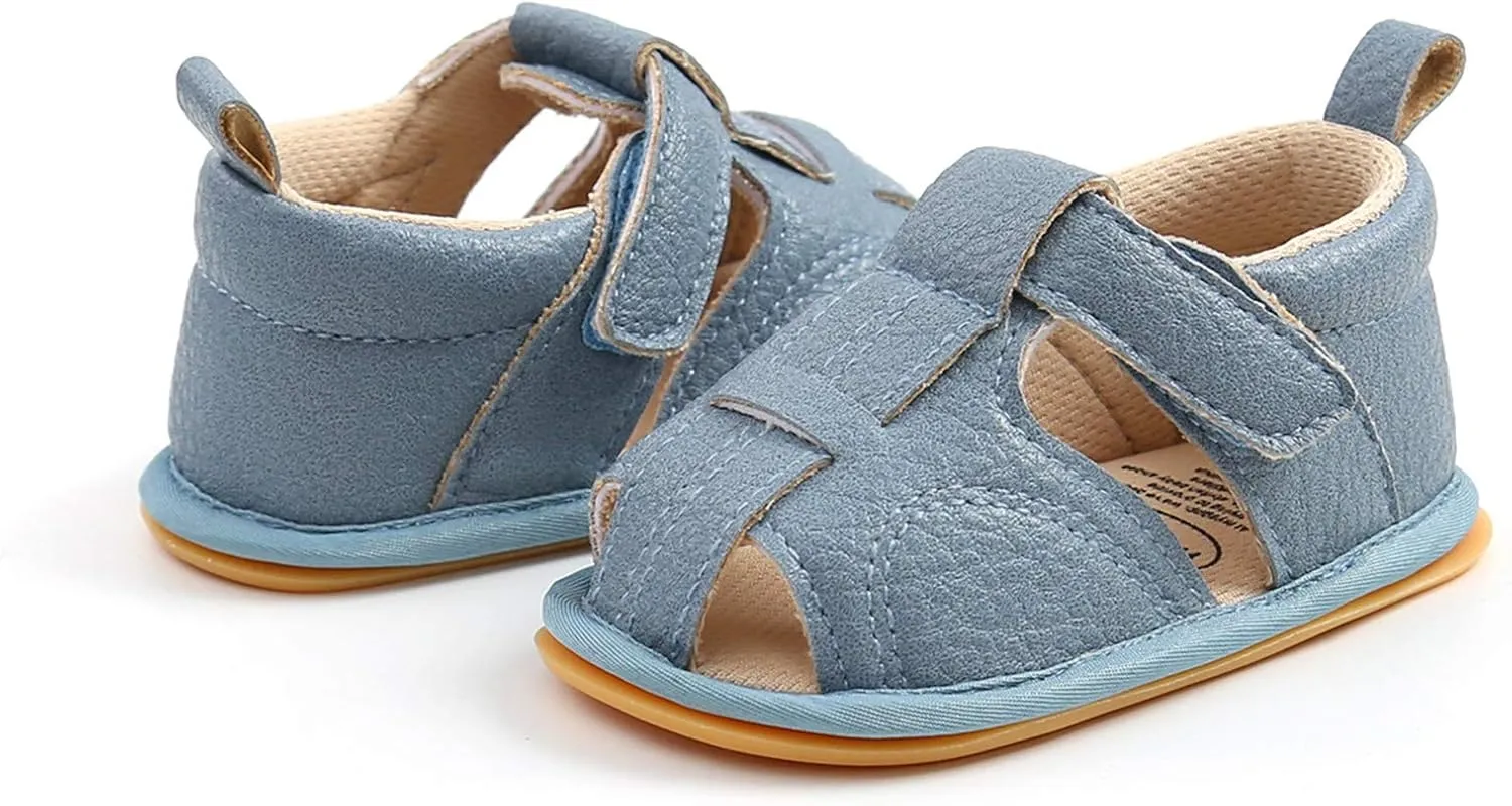 Baby Boys Girls Cotton Shoes Toddler Flat Bottom Non-Slip Soft Walking Sandals Slip-on Style Shoes