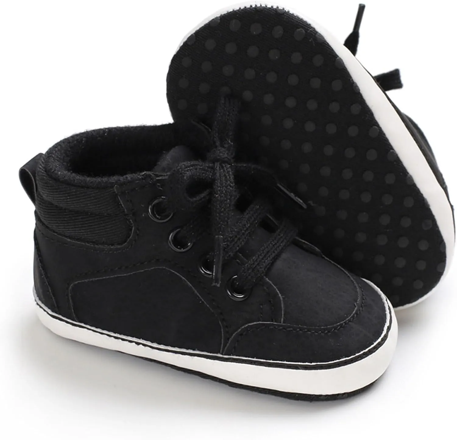 Baby Boys Girls First Walking High Top Sneakers Soft Soles Anti Slip Infant Unisex Lace-up Casual Ankle Shoes