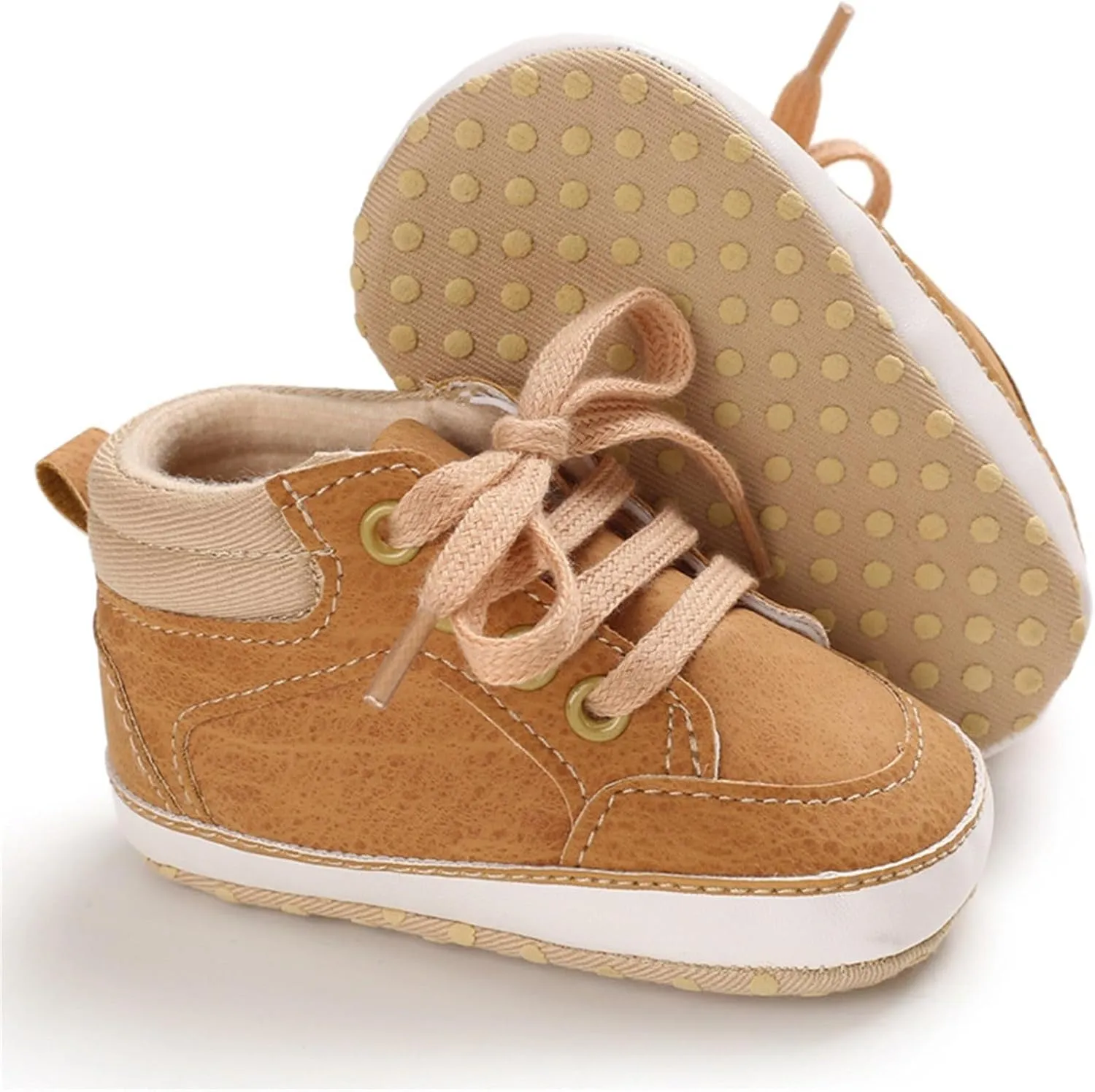 Baby Boys Girls First Walking High Top Sneakers Soft Soles Anti Slip Infant Unisex Lace-up Casual Ankle Shoes