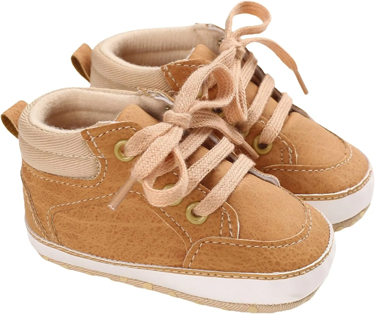Baby Boys Girls First Walking High Top Sneakers Soft Soles Anti Slip Infant Unisex Lace-up Casual Ankle Shoes