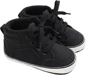 Baby Boys Girls First Walking High Top Sneakers Soft Soles Anti Slip Infant Unisex Lace-up Casual Ankle Shoes