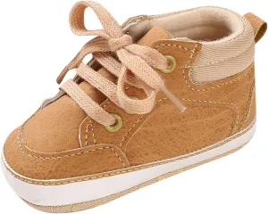 Baby Boys Girls High Top Sneakers Soft Soles Anti Slip Ankle Shoes Infant Toddler Flat Bottom First Walking Shoes