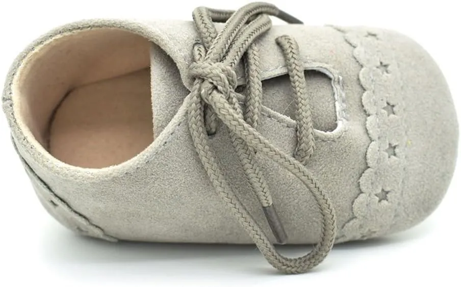 Baby Boys Girls Lace Up Suede Boots Sneakers Soft Rubber Sole Infant Newborn Oxford Anti-Slip Toddler Dress Shoes