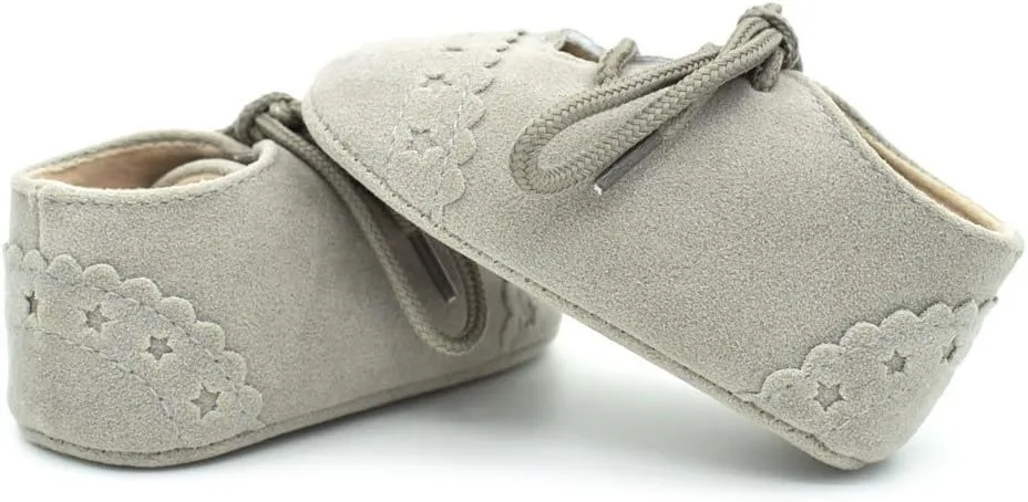 Baby Boys Girls Lace Up Suede Boots Sneakers Soft Rubber Sole Infant Newborn Oxford Anti-Slip Toddler Dress Shoes