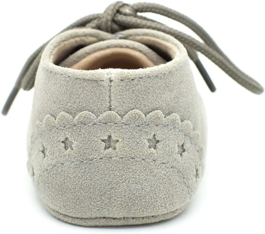 Baby Boys Girls Lace Up Suede Boots Sneakers Soft Rubber Sole Infant Newborn Oxford Anti-Slip Toddler Dress Shoes