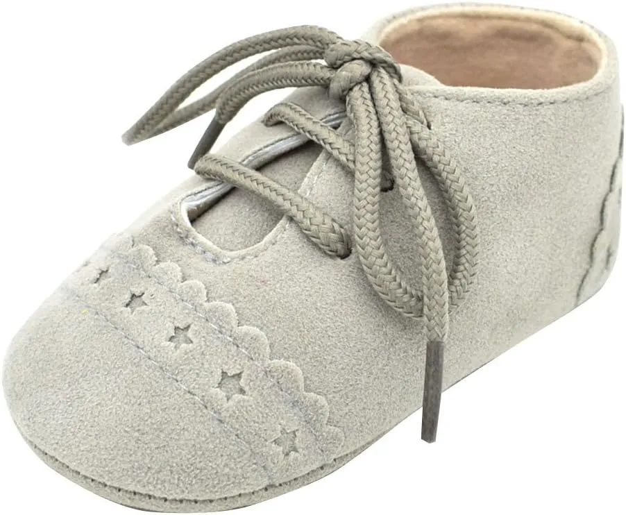 Baby Boys Girls Lace Up Suede Boots Sneakers Soft Rubber Sole Infant Newborn Oxford Anti-Slip Toddler Dress Shoes