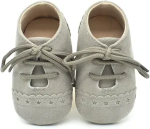 Baby Boys Girls Lace Up Suede Boots Sneakers Soft Rubber Sole Infant Newborn Oxford Anti-Slip Toddler Dress Shoes
