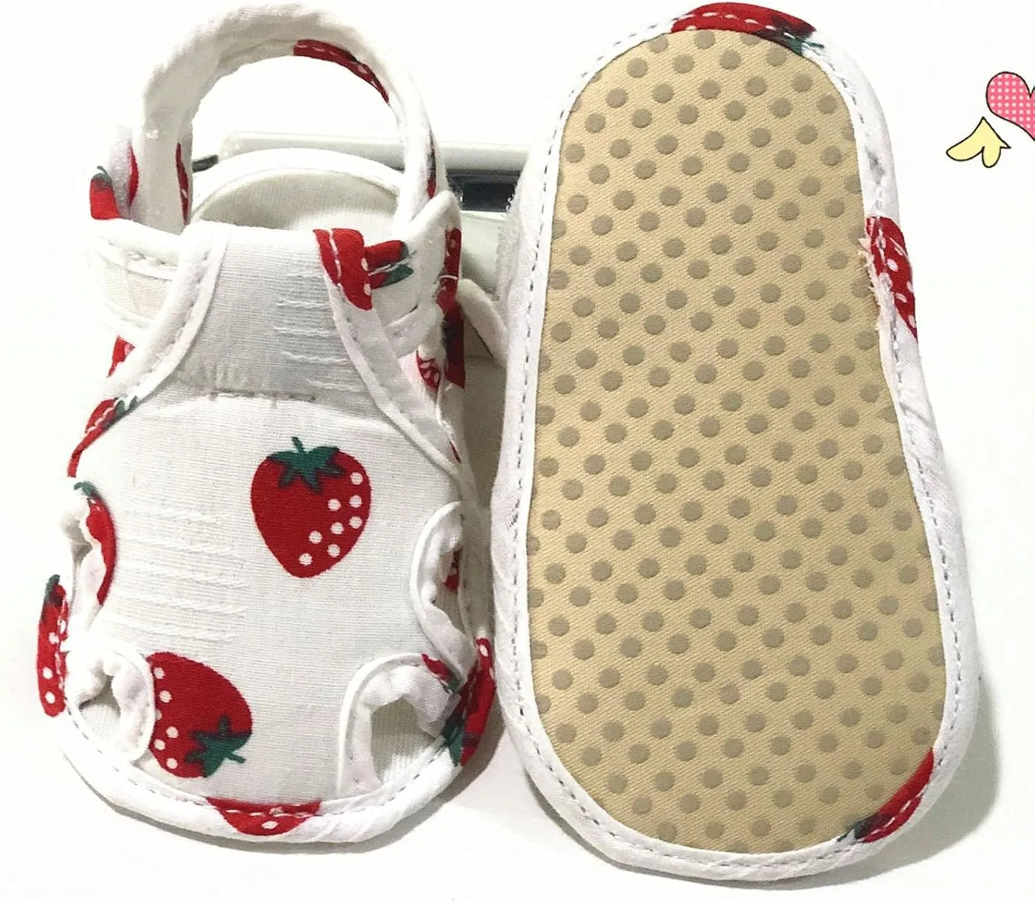 Baby Canvas Shoes Toddler First Walking Toddle Slippers Children Strawberry Print Cartoon Sandals Girls Boys Homeshoes