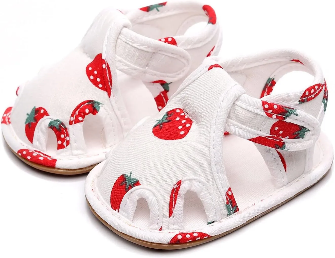 Baby Canvas Shoes Toddler First Walking Toddle Slippers Children Strawberry Print Cartoon Sandals Girls Boys Homeshoes