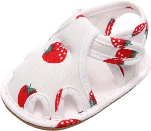 Baby Canvas Shoes Toddler First Walking Toddle Slippers Children Strawberry Print Cartoon Sandals Girls Boys Homeshoes
