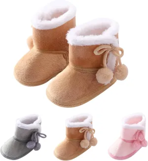 Baby Cozy Fleece Sherpa Booties Newborn Boys Girls Snow Winter Boots Infant Soft Sole Warm Crib Booties Shoes