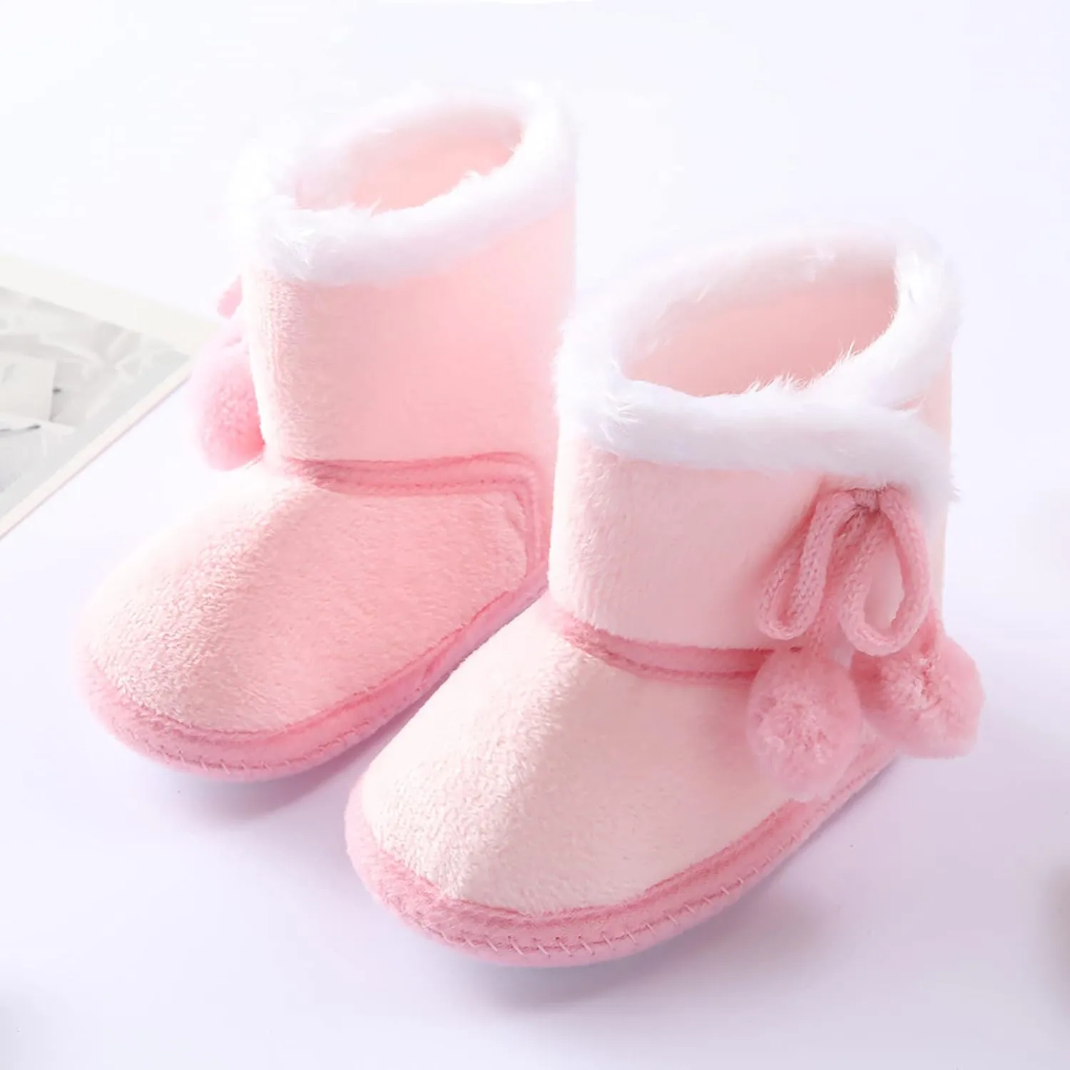Baby Cozy Fleece Sherpa Booties Newborn Boys Girls Snow Winter Boots Infant Soft Sole Warm Crib Booties Shoes