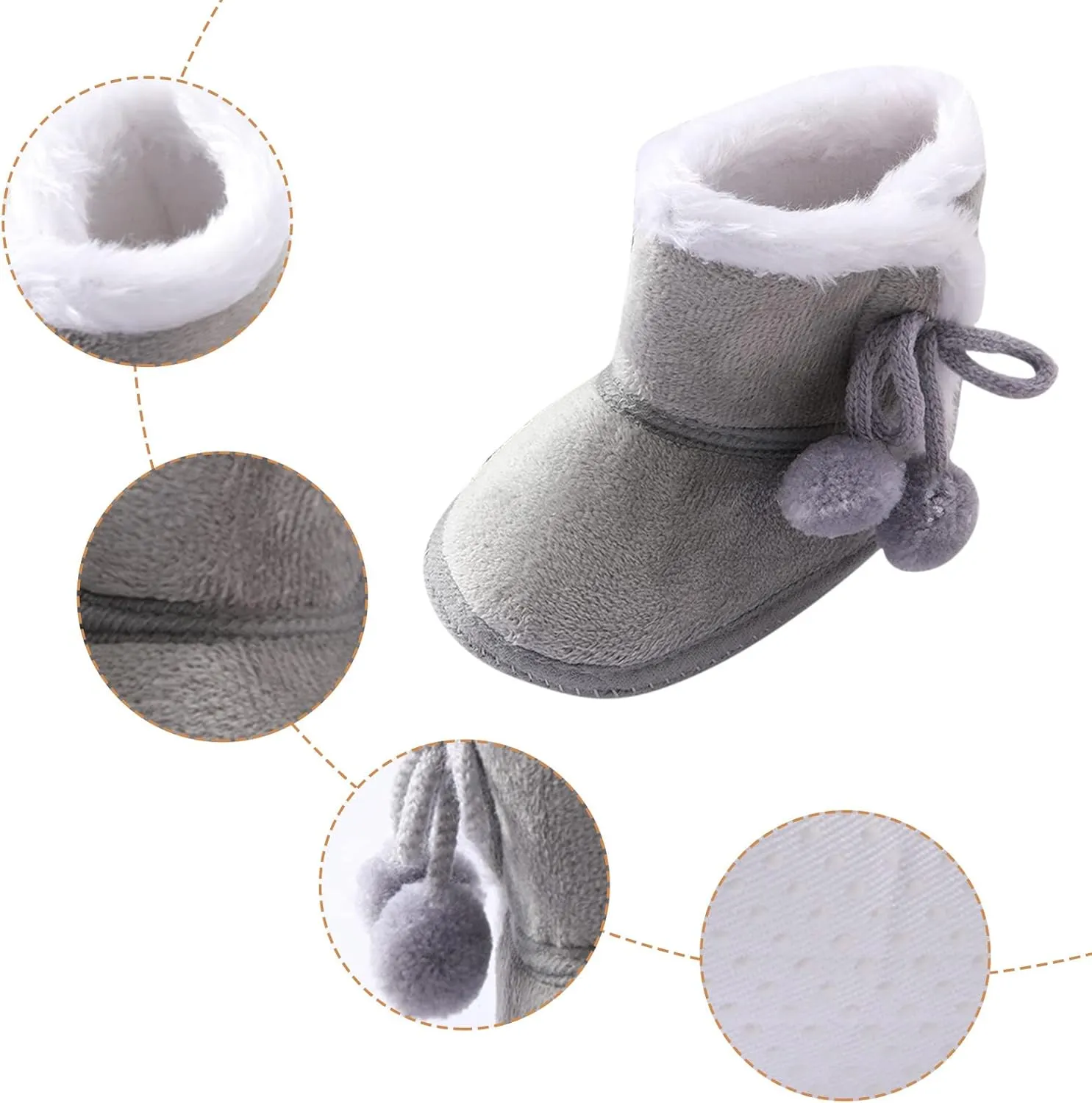 Baby Cozy Fleece Sherpa Booties Newborn Boys Girls Winter Boots Infant Soft Sole Warm Crib Booties Snow Shoes