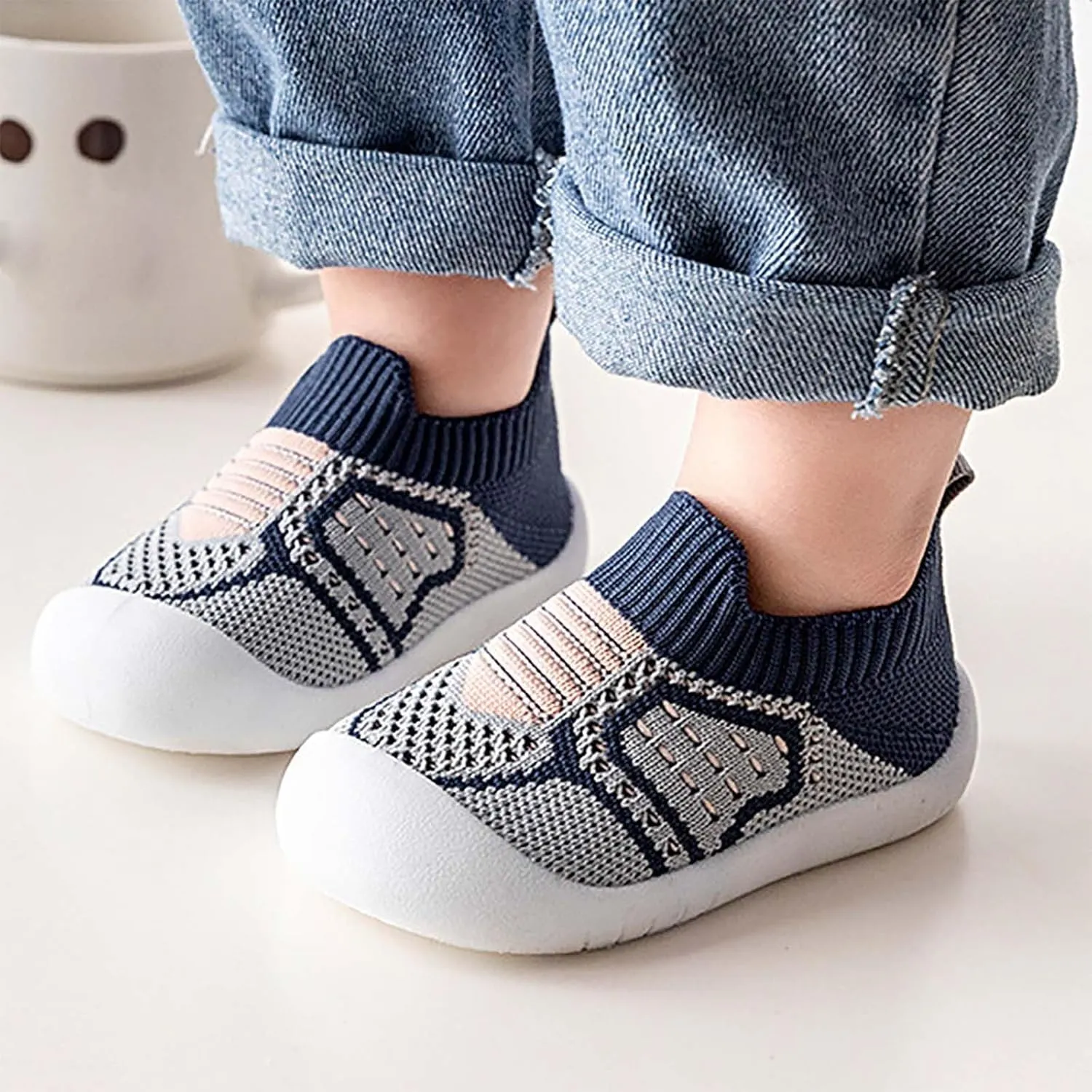 Baby First-Walking Shoes Boys Girls Soft Sole Non Slip Cotton Trainers Canvas Breathable Slip-on Sneakers Outdoor