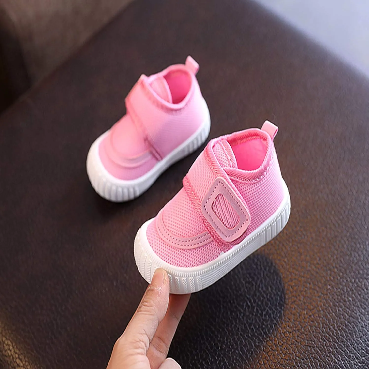 Baby First-Walking Shoes Toddler Infant Boys Girls Soft Sole TPR Non Slip Mesh Breathable Lightweight Sneakers 3-24M