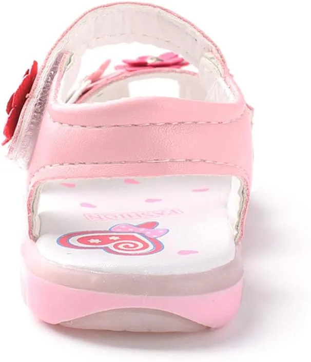 Baby Flowers Girls Shoes Sandals Toddler Infant Kids LED Luminous Baby Shoes Size Five Toddler Girls Shoes (Pink, 9-12 Months)