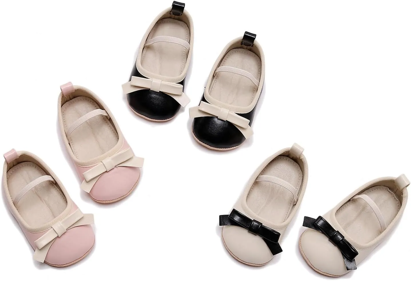 Baby Girl Mary Jane Flats Shoes Non Slip Soft Sole First Walker Shoes Bowknot Baptism Wedding Princess Crib Shoes