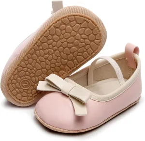Baby Girl Mary Jane Flats Shoes Non Slip Soft Sole First Walker Shoes Bowknot Baptism Wedding Princess Crib Shoes