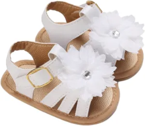 Baby Girl Sandals Infant Soft Anti-Slip Rubber Soft Sole Beach Flats Flower Outdoor Open Toe Breathable Summer Shoes
