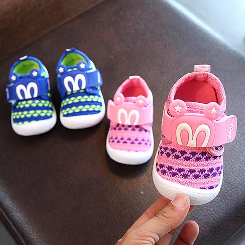 Baby Girl Shoes Toddler Children Kids Baby Cartoon Star Rabbit Ears Squeaky Single Shoes Sneaker (Pink, 1.5 Years)