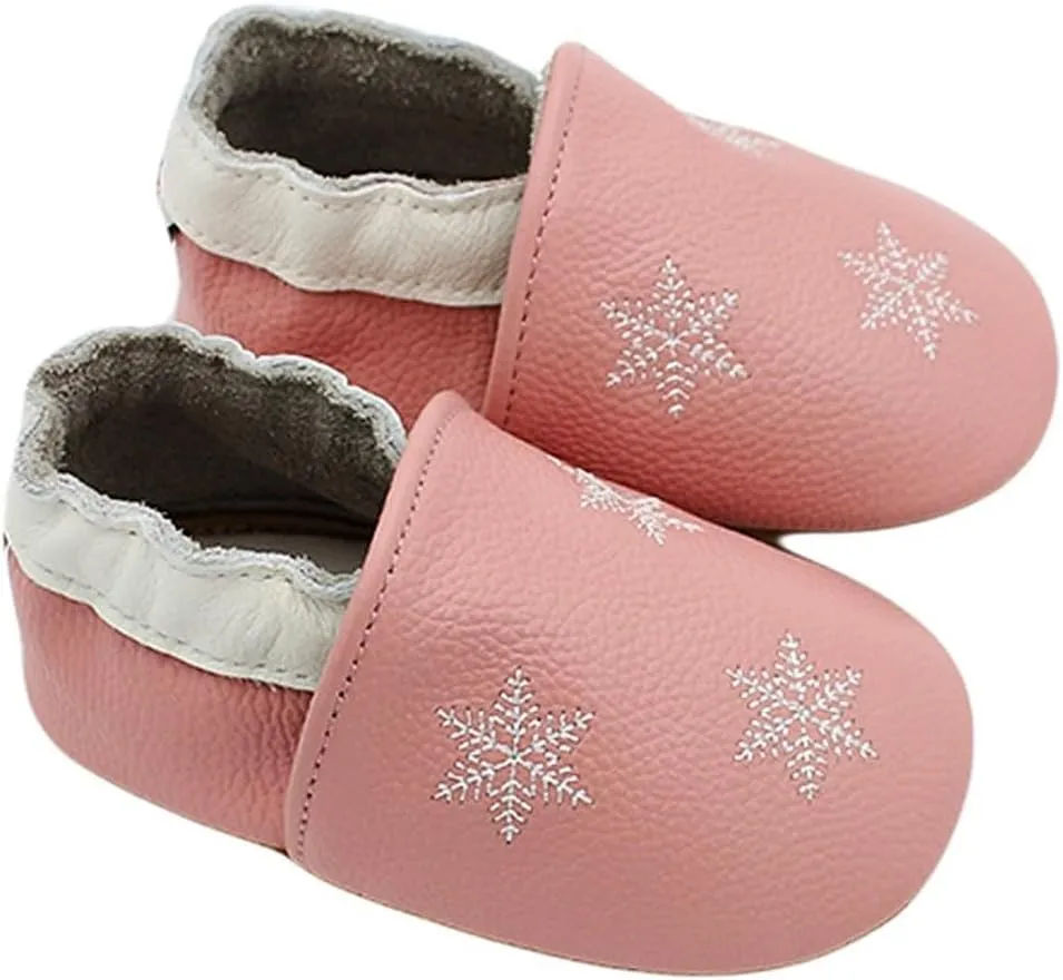 Baby Girls Baby Boys Christmas Flat Shoes Toddler Soft Sole Shoes First Walking rib Shoes Flat Snowflakes Print Shoes