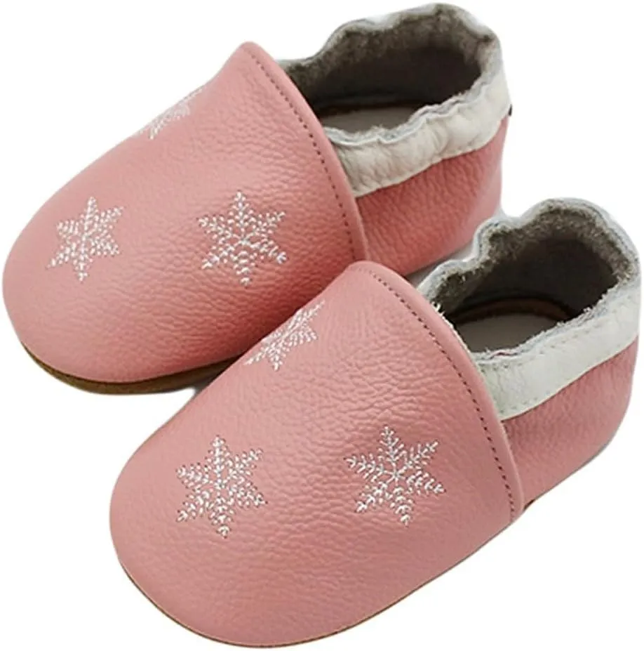 Baby Girls Baby Boys Christmas Flat Shoes Toddler Soft Sole Shoes First Walking rib Shoes Flat Snowflakes Print Shoes