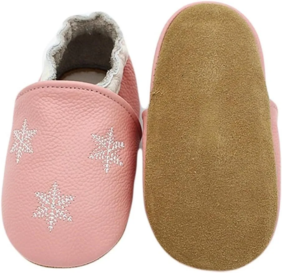 Baby Girls Baby Boys Christmas Flat Shoes Toddler Soft Sole Shoes First Walking rib Shoes Flat Snowflakes Print Shoes