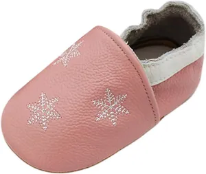 Baby Girls Baby Boys Christmas Flat Shoes Toddler Soft Sole Shoes First Walking rib Shoes Flat Snowflakes Print Shoes