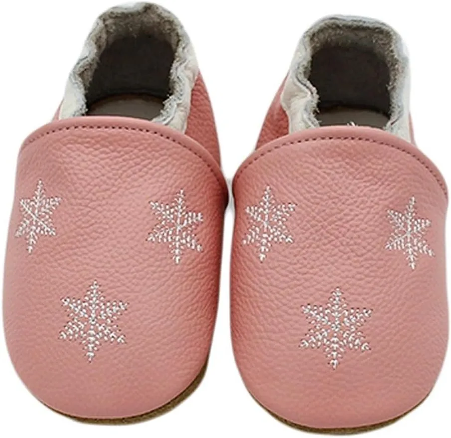 Baby Girls Baby Boys Christmas Flat Shoes Toddler Soft Sole Shoes First Walking rib Shoes Flat Snowflakes Print Shoes