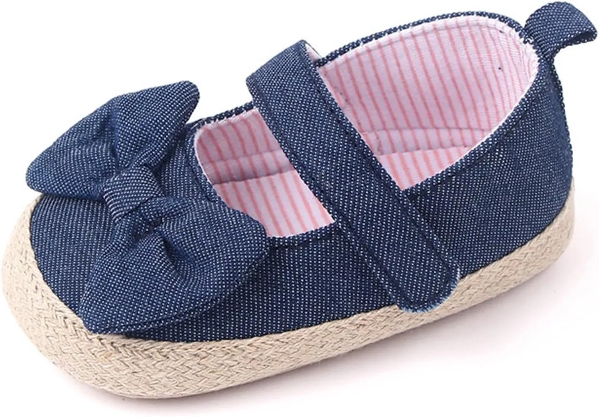 Baby Girls Bow Summer Casual Sandals Toddler Infant Well Sew Knitted Solid Color Soft Sole Flatt Princess Shoes