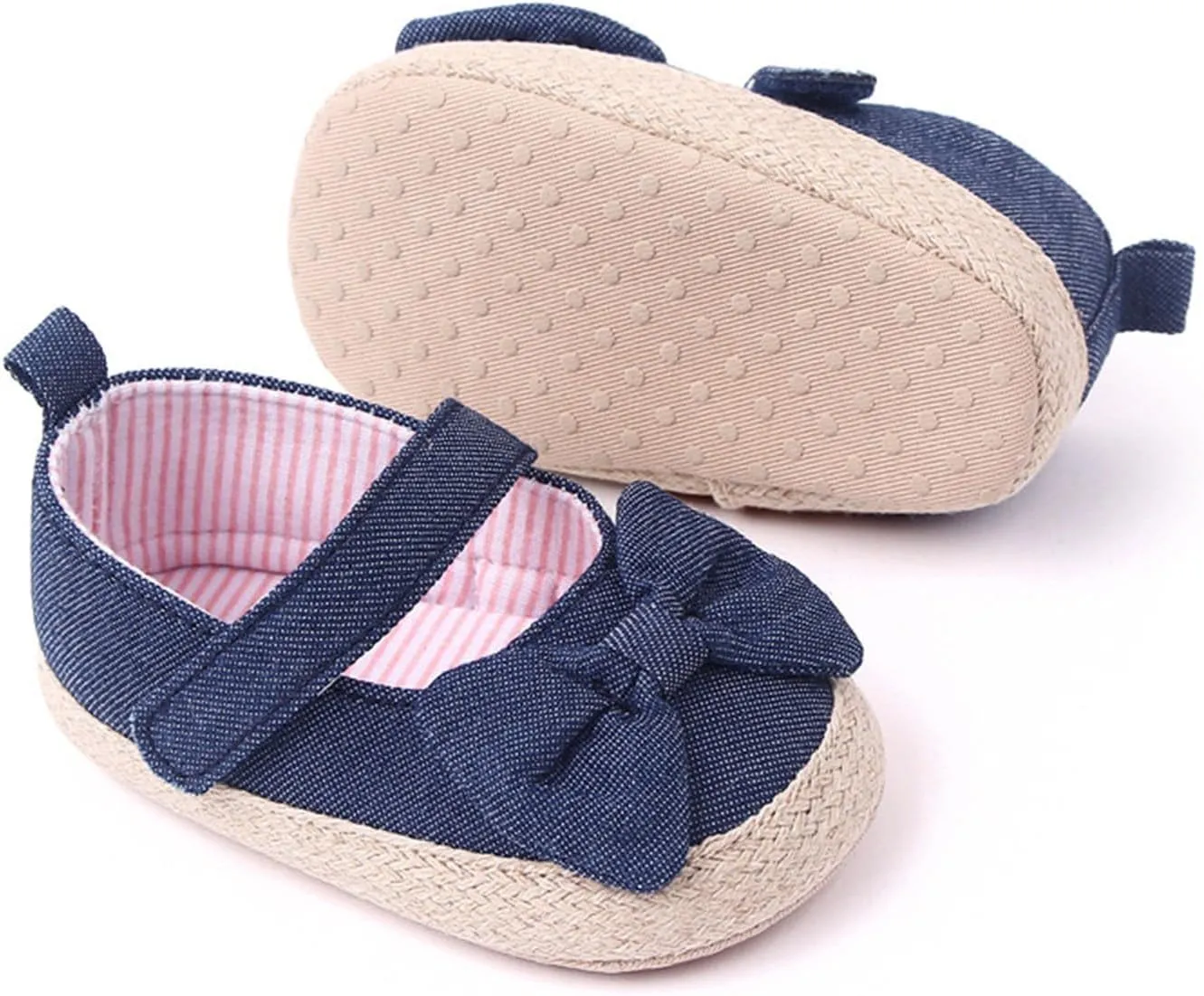 Baby Girls Bow Summer Casual Sandals Toddler Infant Well Sew Knitted Solid Color Soft Sole Flatt Princess Shoes