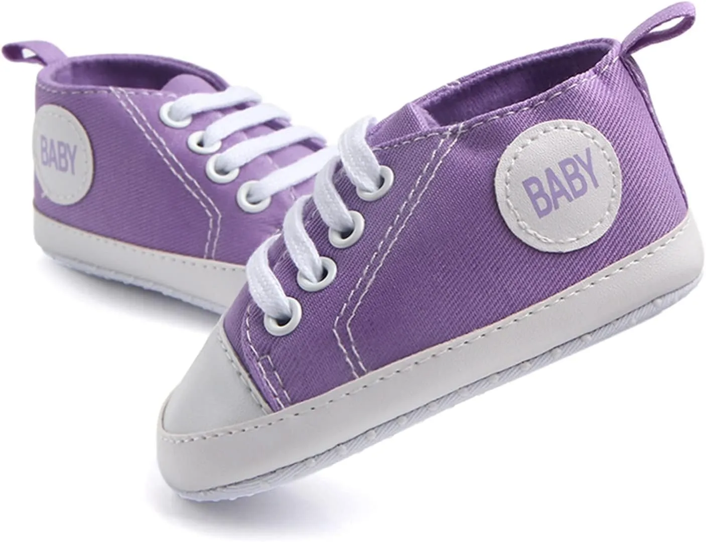 Baby Girls Boys Canvas Sneakers Soft Sole High-Top Ankle First-Walkers Step Shoes Infant Toddler Girl Shoes with Lights