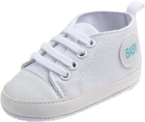 Baby Girls Boys Canvas Sneakers Soft Sole High-Top Ankle First-Walkers Step Shoes Infant Toddler Girl Shoes with Lights