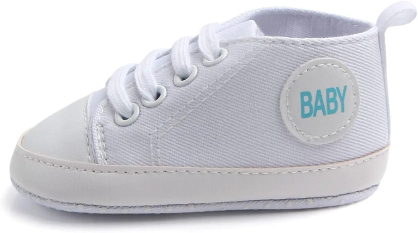 Baby Girls Boys Canvas Sneakers Soft Sole High-Top Ankle First-Walkers Step Shoes Infant Toddler Girl Shoes with Lights